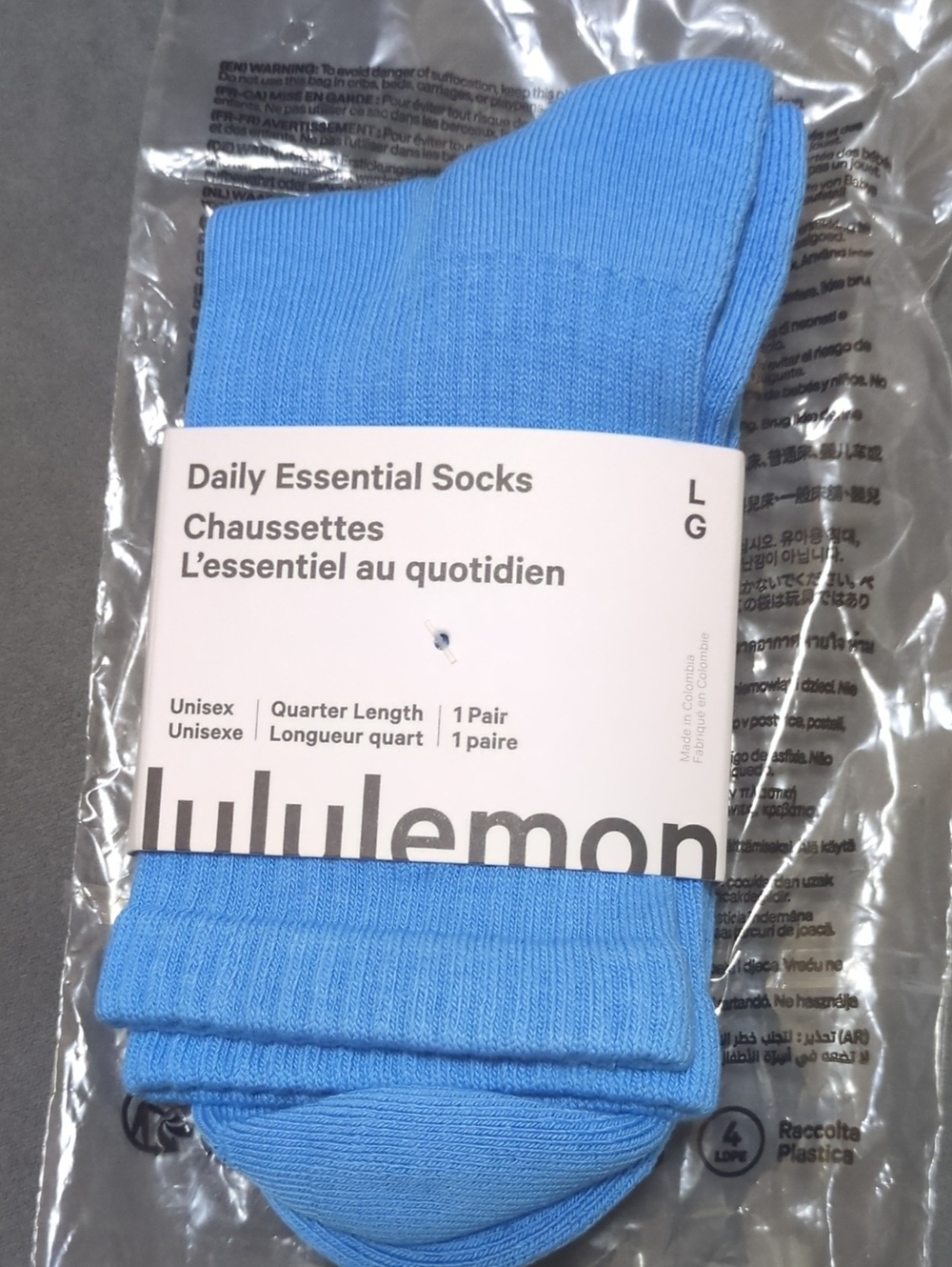lululemon athletica Daily Essential Quarter Lenght Socks - Light Blue Large
